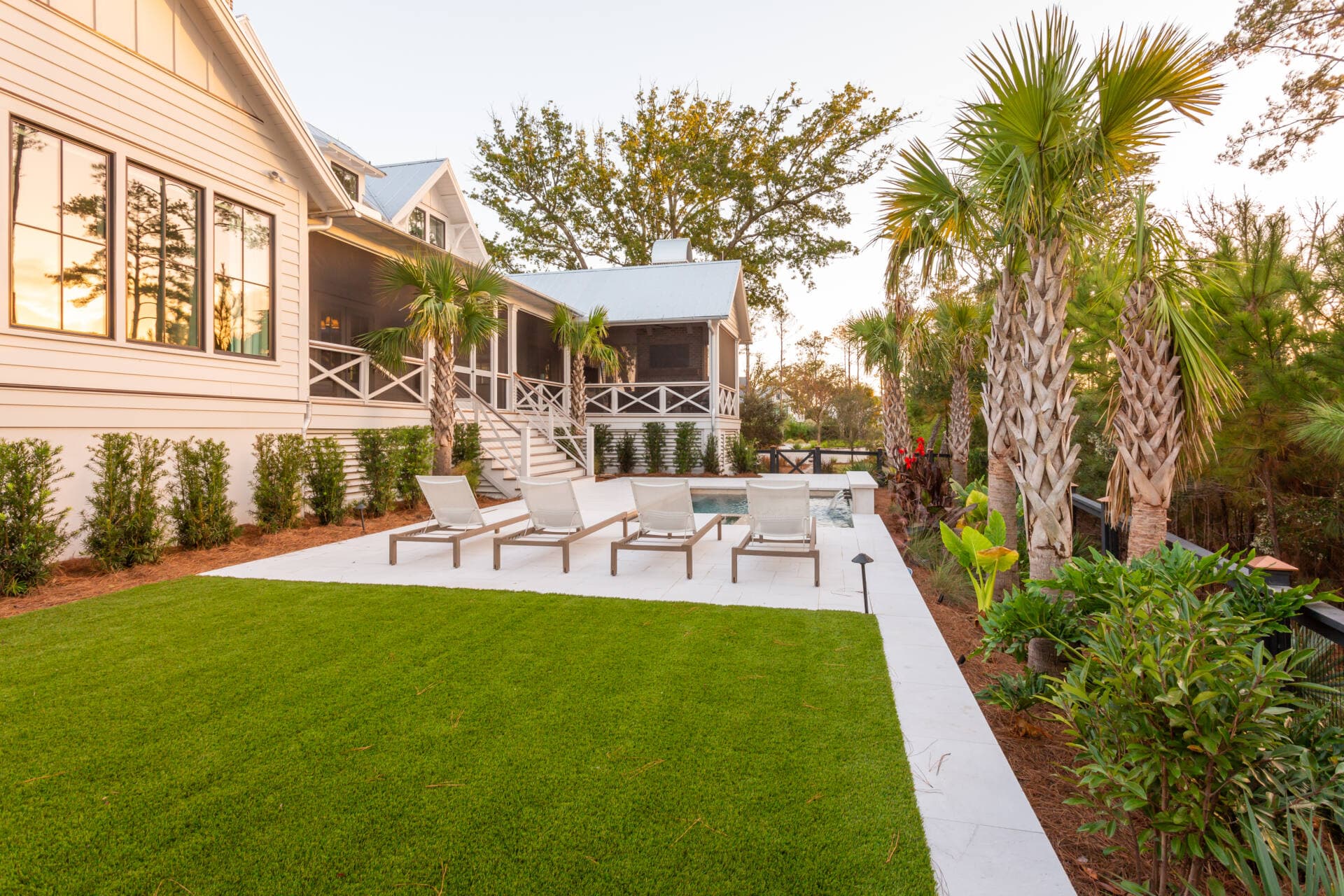 Finished turf and landscape installation at a Charleston Lowcountry home